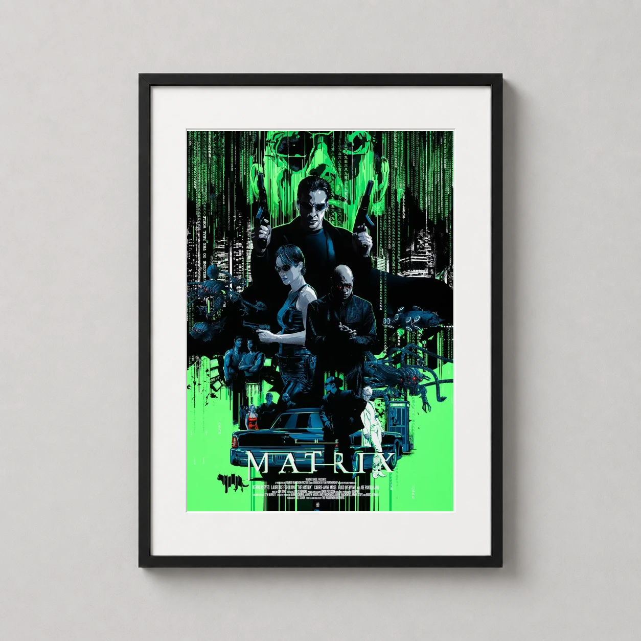 Matrix Alternative Neo Trinity — illustrative Matrix art print featuring Neo, Trinity, and Morpheus