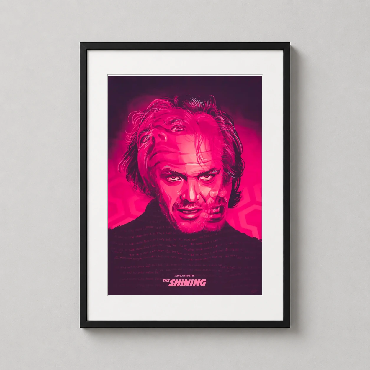 Jack Torrance Shining Pink — vivid pink and magenta glitch art illustration of Jack Torrance from