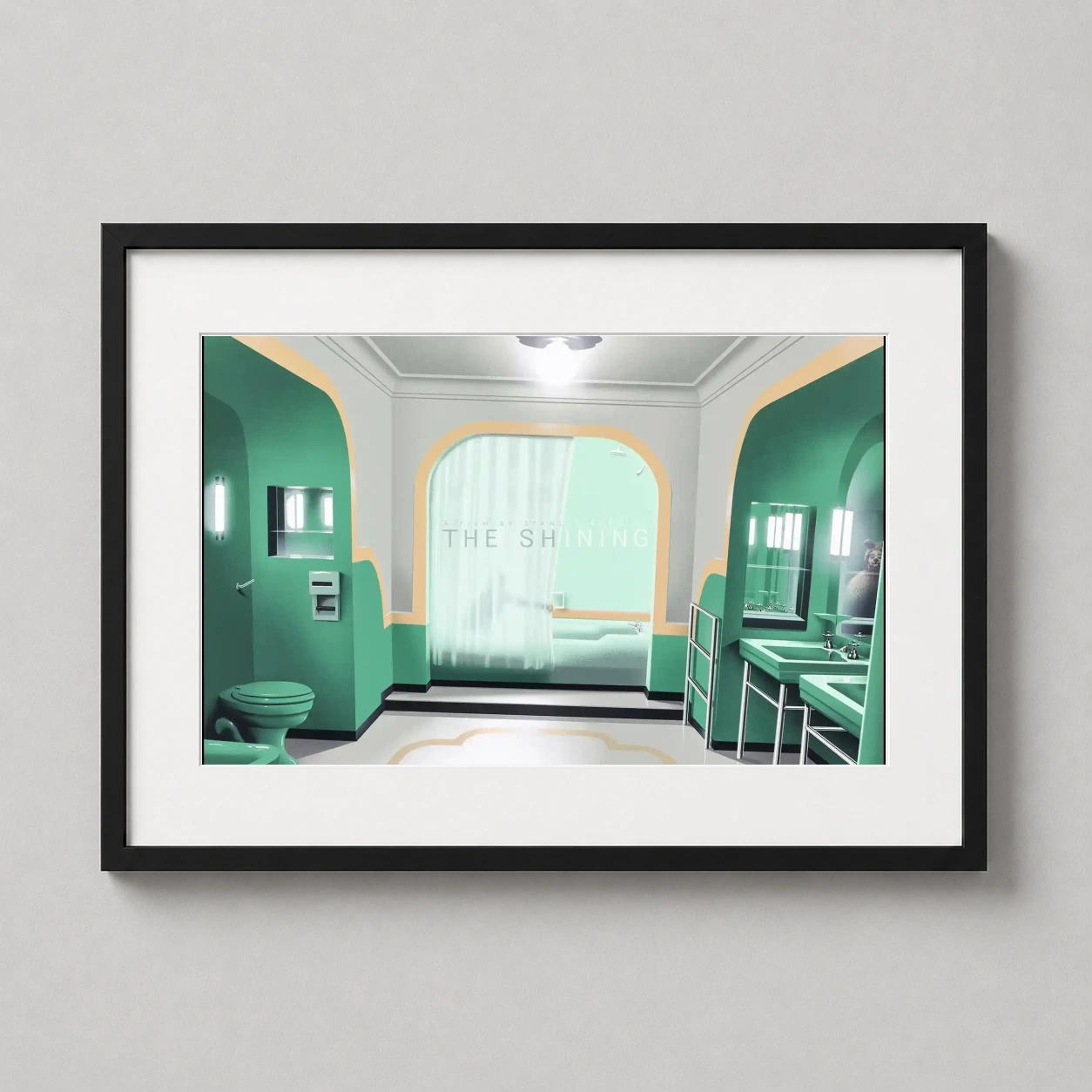 Shining Room 237 Bathroom — minimalist illustration of the eerie green Room 237 bathroom from The