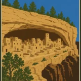 Mesa Verde National Park Cliff Dwellings Vintage Travel Poster