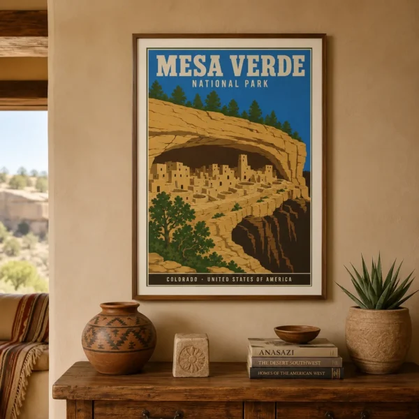 Mesa Verde National Park Cliff Dwellings Vintage Travel Poster