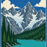 North Cascades National Park Washington Vintage Travel Art Print