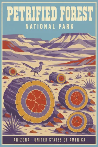 Petrified Forest National Park Arizona Vintage Travel Poster