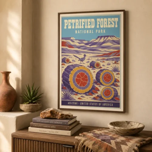 Petrified Forest National Park Arizona Vintage Travel Poster