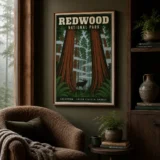 Redwood National Park California Vintage Style Art Print