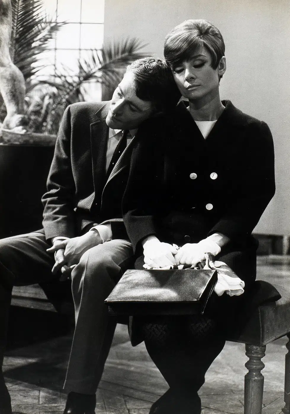 Audrey Hepburn Set of How To Steal A Million print showing set of how to steal a million with archival tone