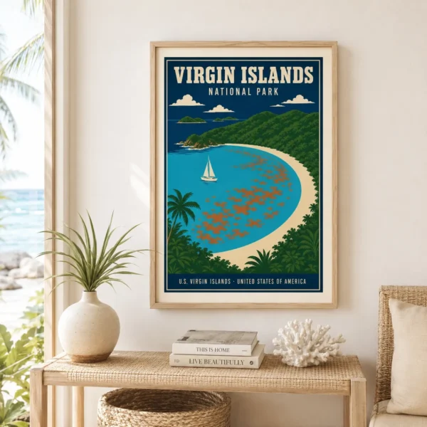 Virgin Islands National Park, Trunk Bay Tropical Travel Poster