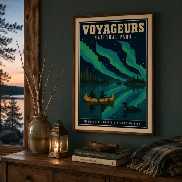 Voyageurs National Park Minnesota Art Print, Northern Lights