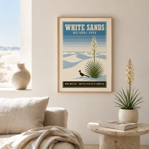 White Sands National Park New Mexico Vintage Travel Poster