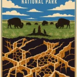Wind Cave National Park South Dakota Vintage Travel Wall Art Print