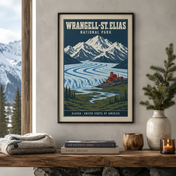 Wrangell-St. Elias National Park Alaska Vintage Art Print