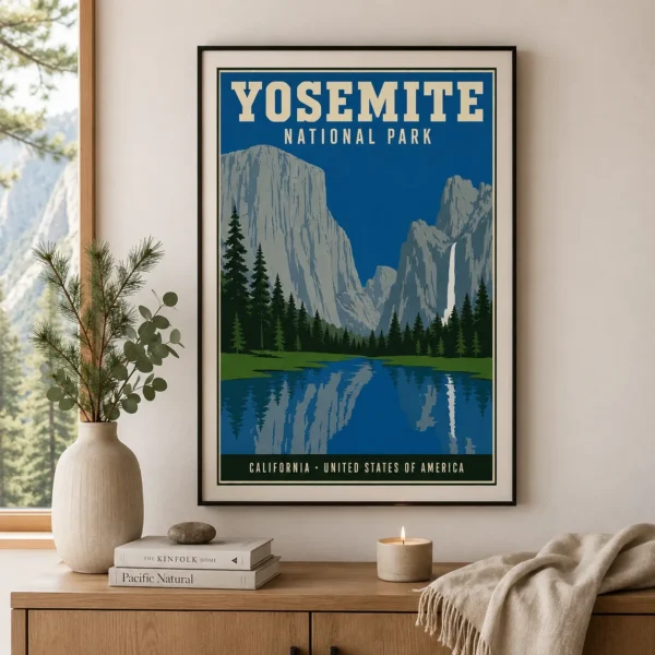 Yosemite National Park California Vintage Style Travel Poster