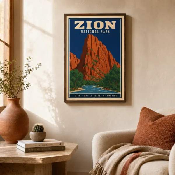 Zion National Park Utah Red Rock Monolith Canyon Art Print