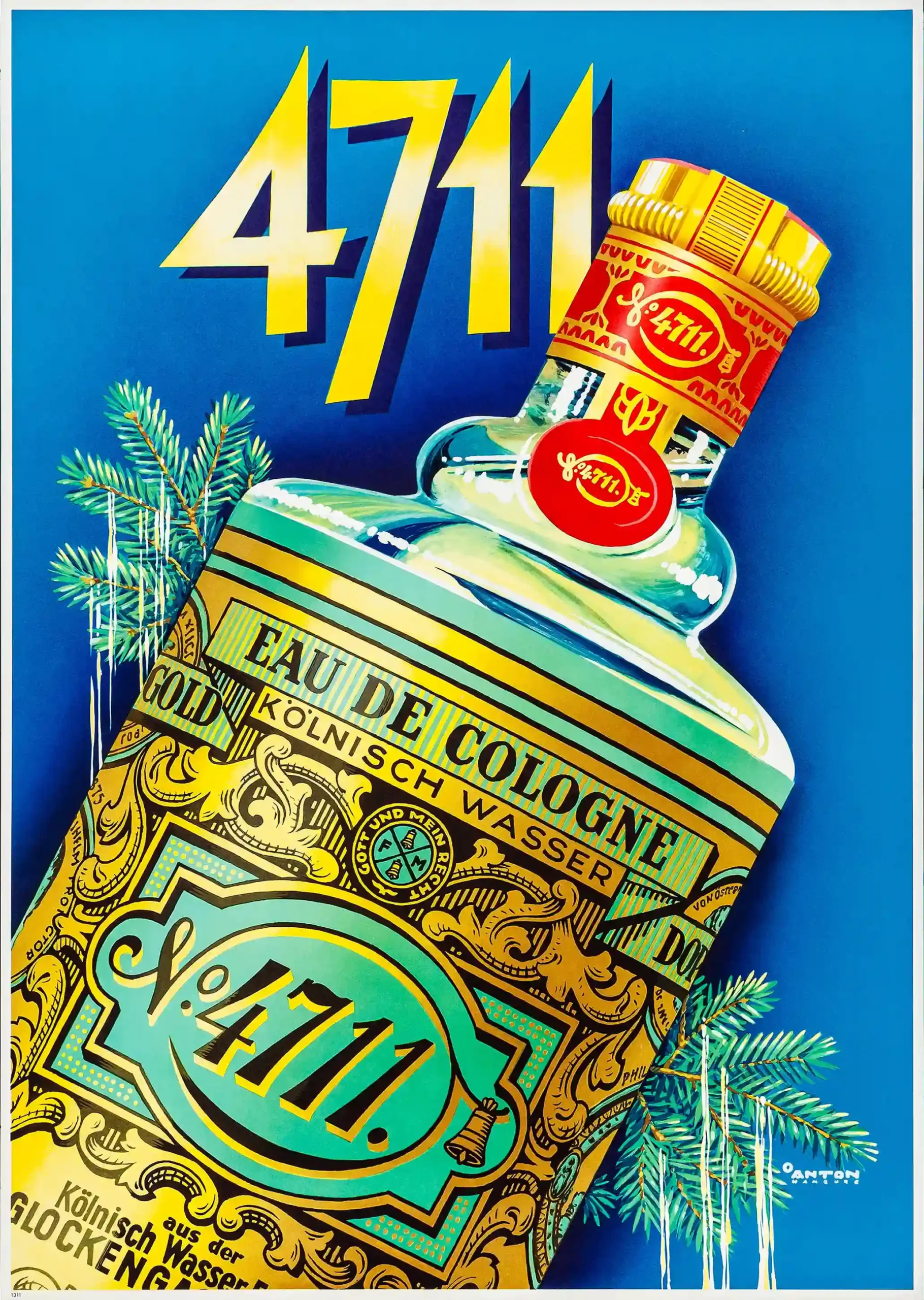 4711 Cologne Poster with 4711 Cologne advertising for Maurer and Wirtz from the 1950s, MerchFuse vintage advertising wall art