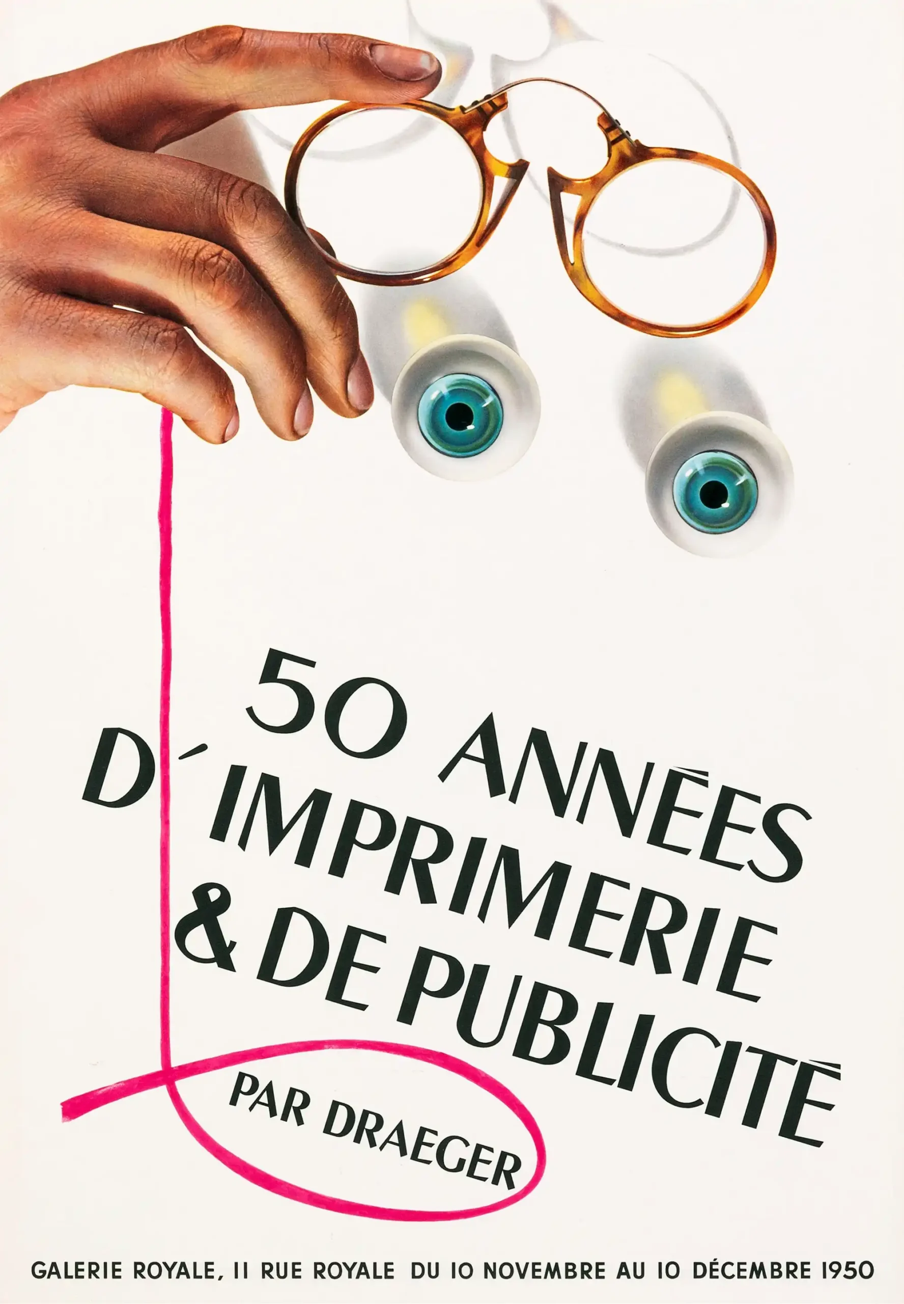 Draeger Advertising Poster with 50 Années d'Imprimerie de Publicité Draeger from 1950, MerchFuse vintage advertising wall art