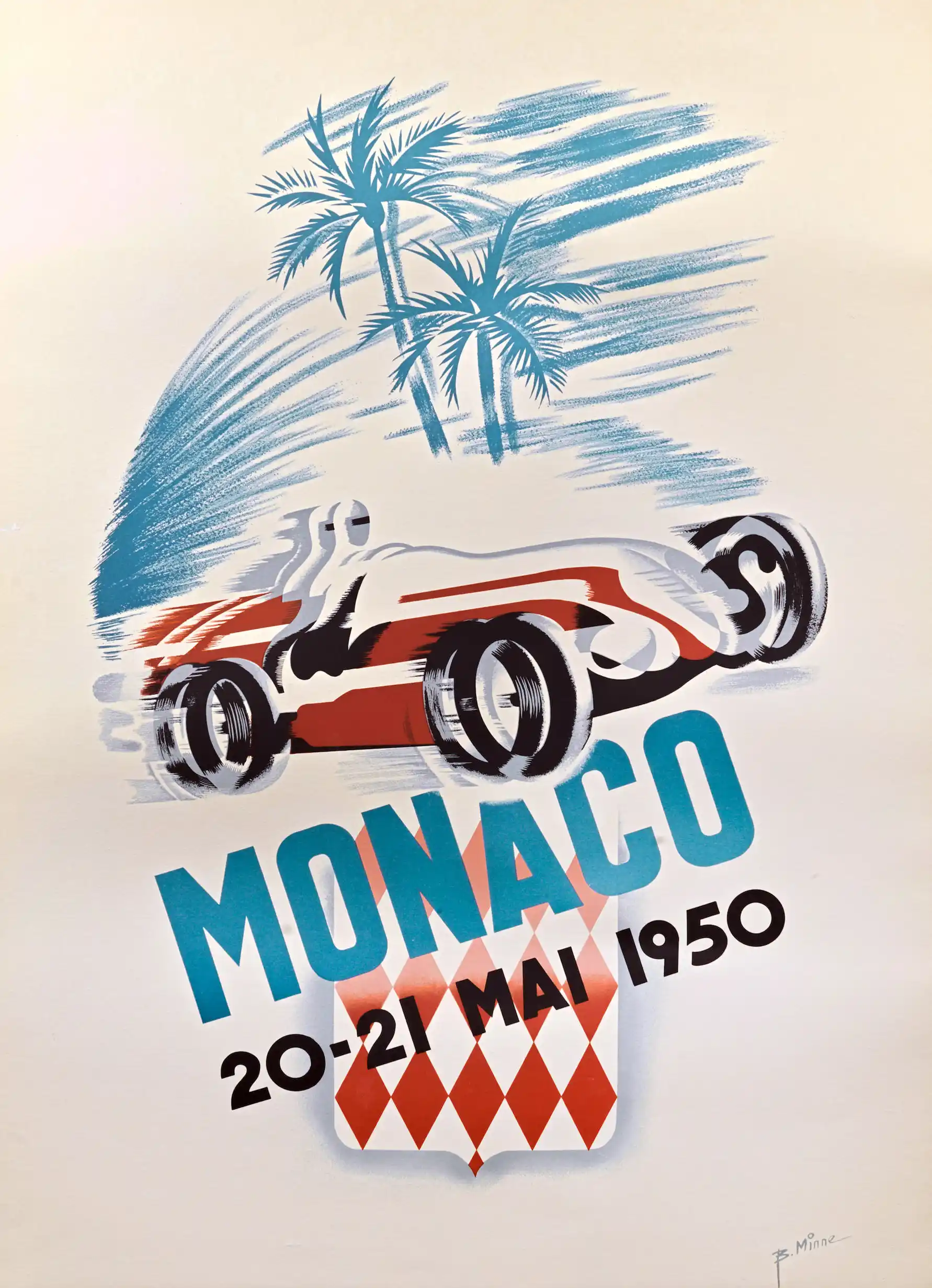 Monaco Grand Prix Poster with 1950 Monaco Grand Prix race poster reprint with motorsport, MerchFuse vintage advertising wall art