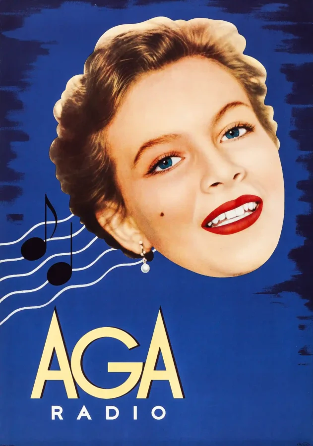 AGA Radio Advertising Poster with AGA-branded radio advertising from the 1940s with, MerchFuse vintage advertising wall art