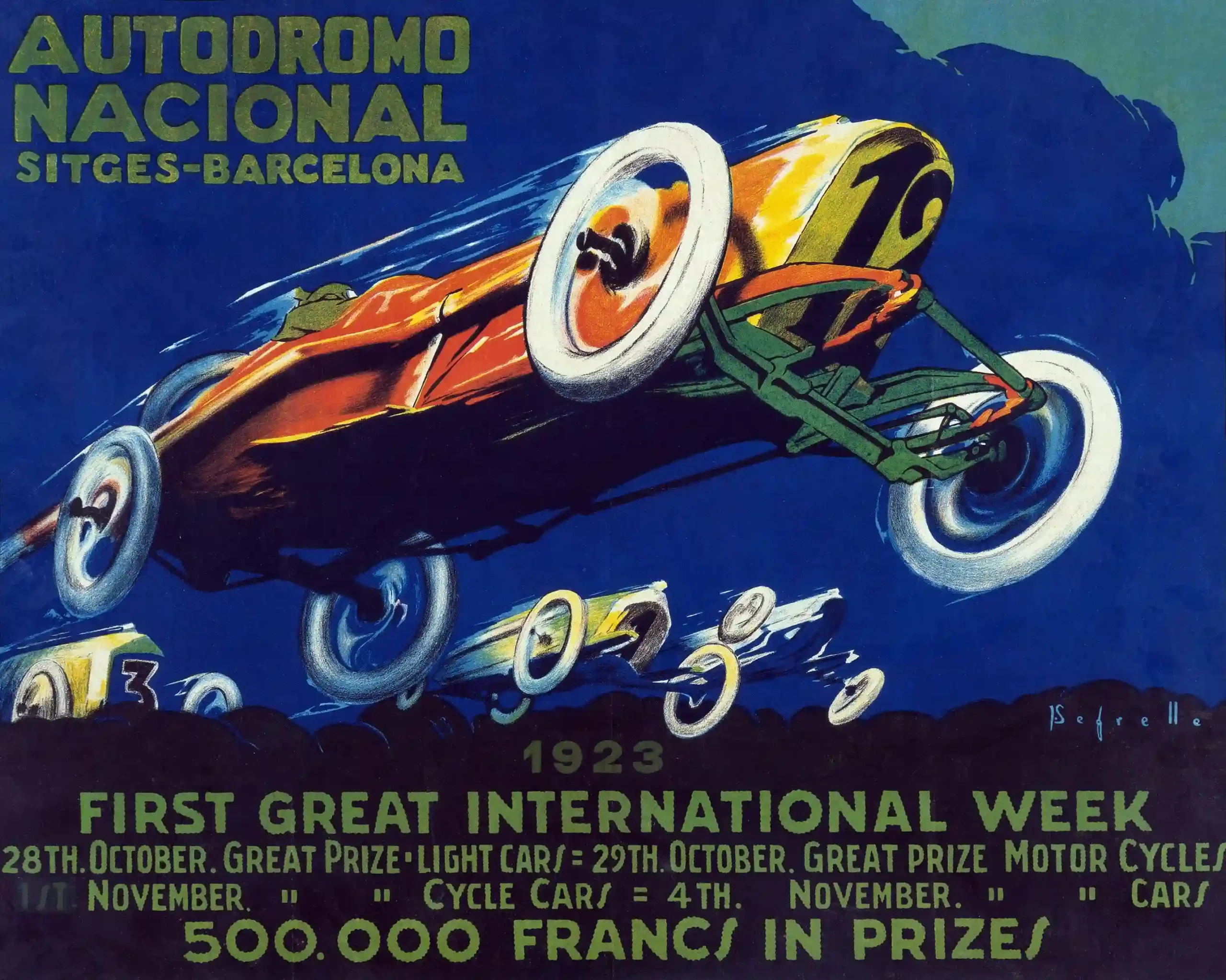 Autodromo Sitges Poster with Autódromo Nacional Sitges Barcelona poster by José, MerchFuse vintage advertising wall art