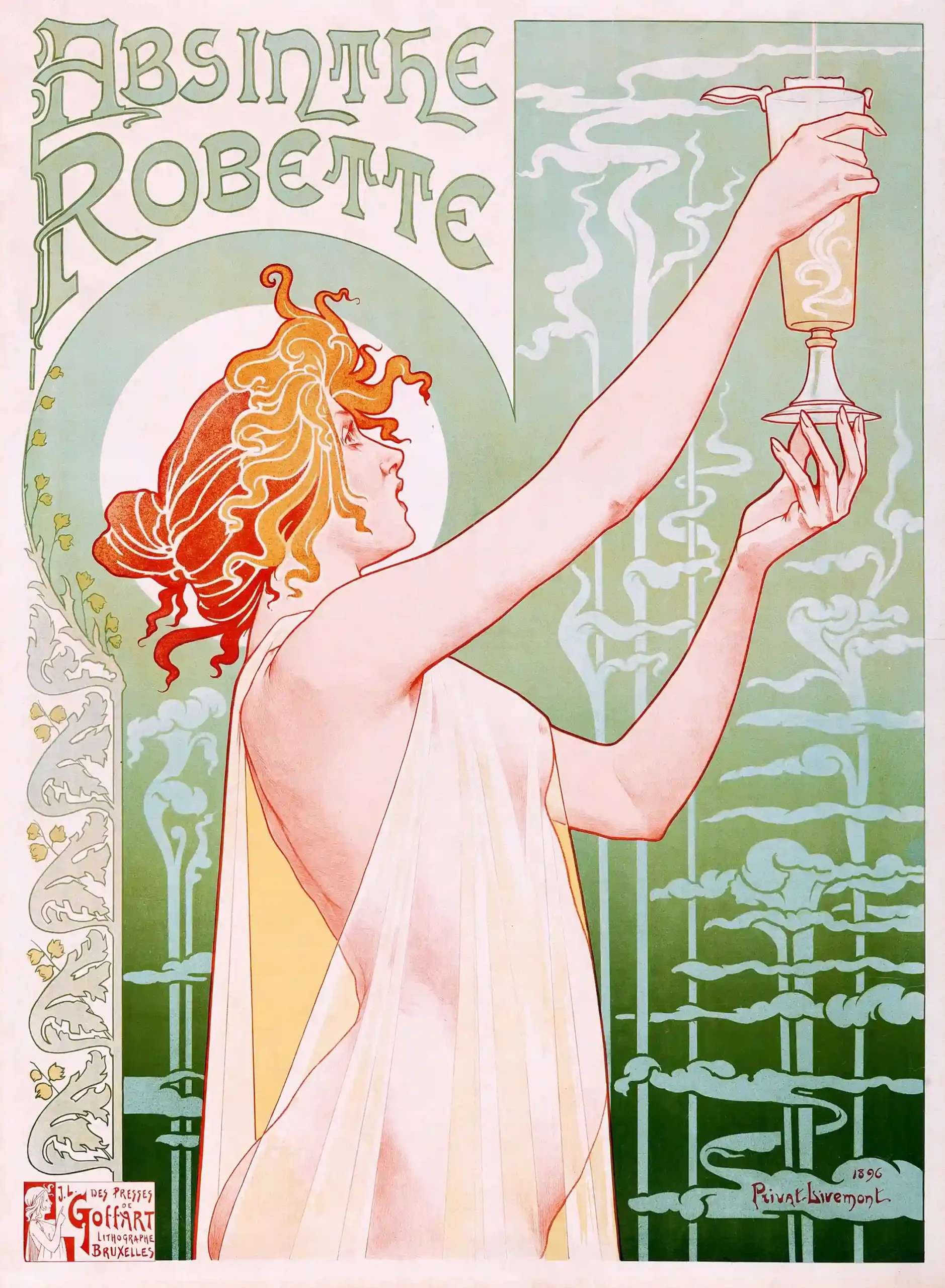 Absinthe Robette Poster with Absinthe Robette 1896 advertising with Art Nouveau identity, MerchFuse vintage advertising wall art