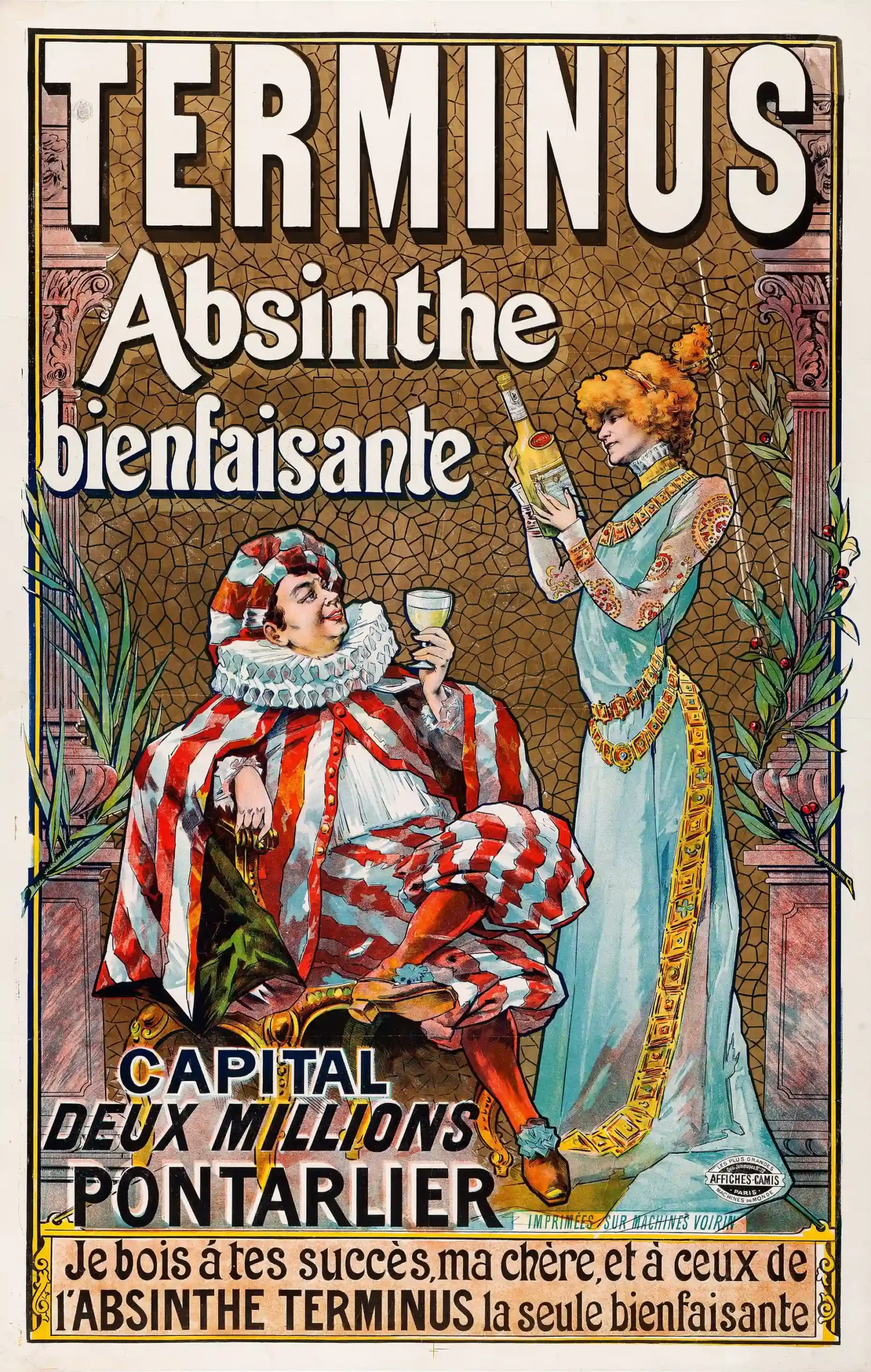 Absinthe Terminus Poster with Absinthe Terminus advertising from the early 1890s with, MerchFuse vintage advertising wall art