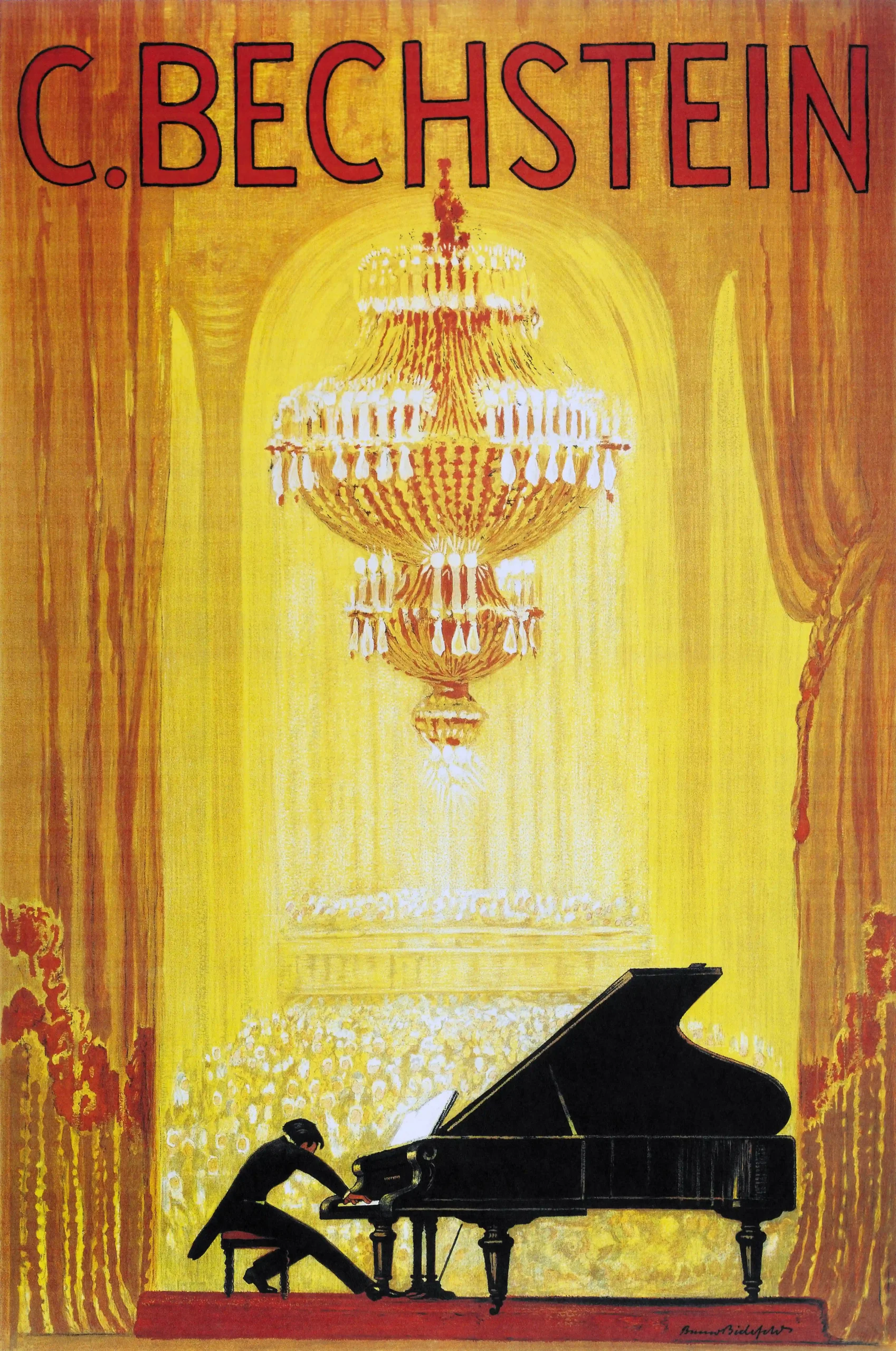 Bechstein Piano Poster with C. Bechstein piano manufacturer advertising published, MerchFuse vintage advertising wall art