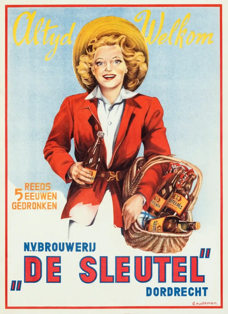 Altijd Welkom de Sleutel Poster with Altijd Welkom De Sleutel advertising from the 1930s with, MerchFuse vintage advertising wall