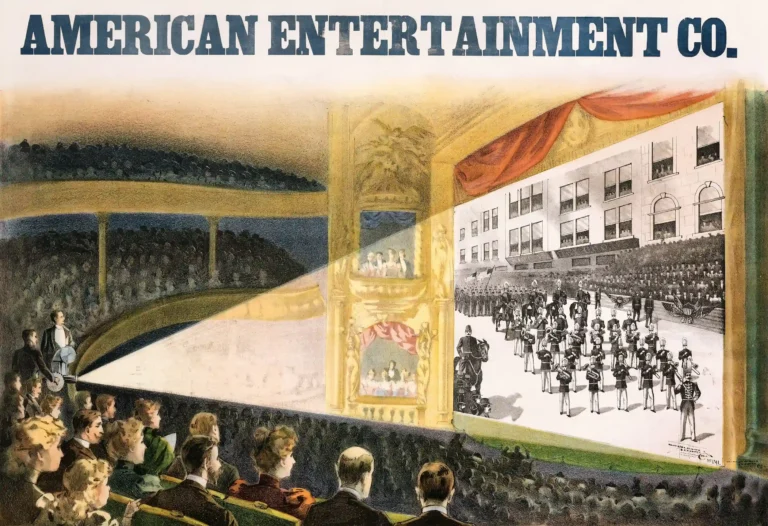 American Entertainment Poster with American Entertainment Co. advertising from about 1898 with, MerchFuse vintage advertising wall