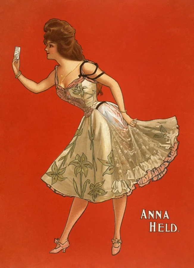 Anna Held Poster with Anna Held 1899 chromolithograph artwork with theatrical, MerchFuse vintage advertising wall art
