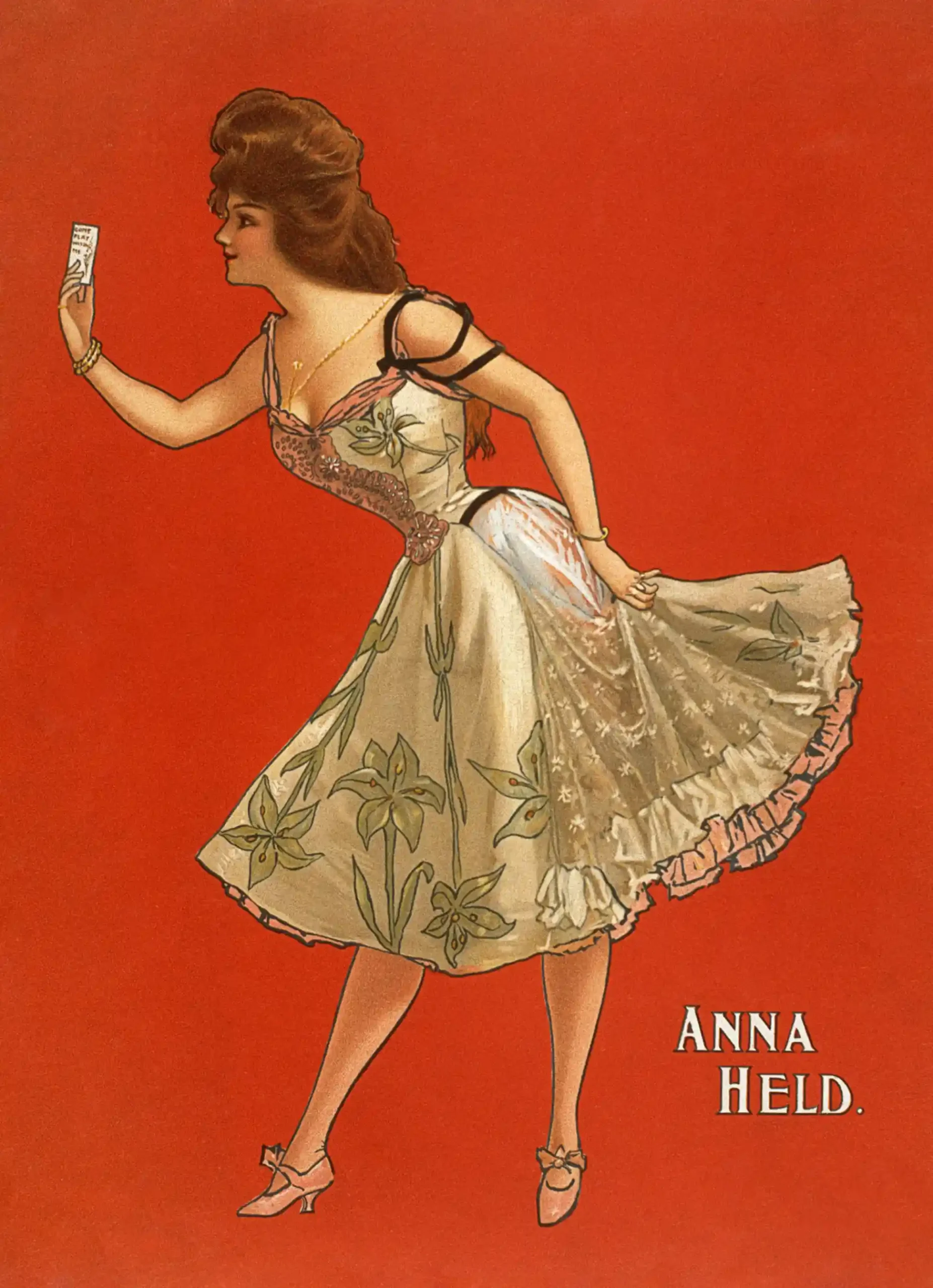 Anna Held Poster with Anna Held 1899 chromolithograph artwork with theatrical, MerchFuse vintage advertising wall art