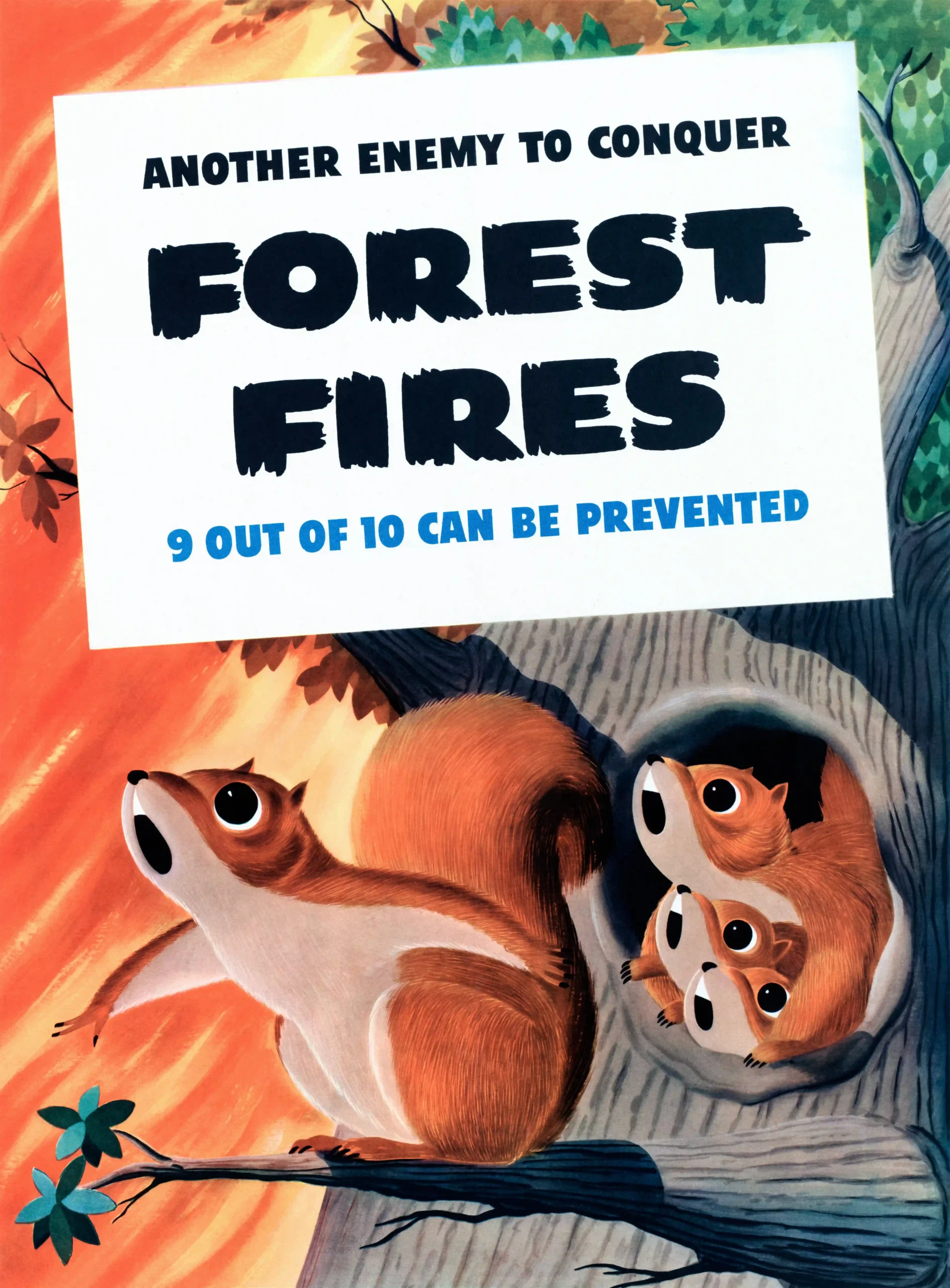 Forest Fires Poster with wartime forest fire prevention poster reading Another Enemy, MerchFuse vintage advertising wall art