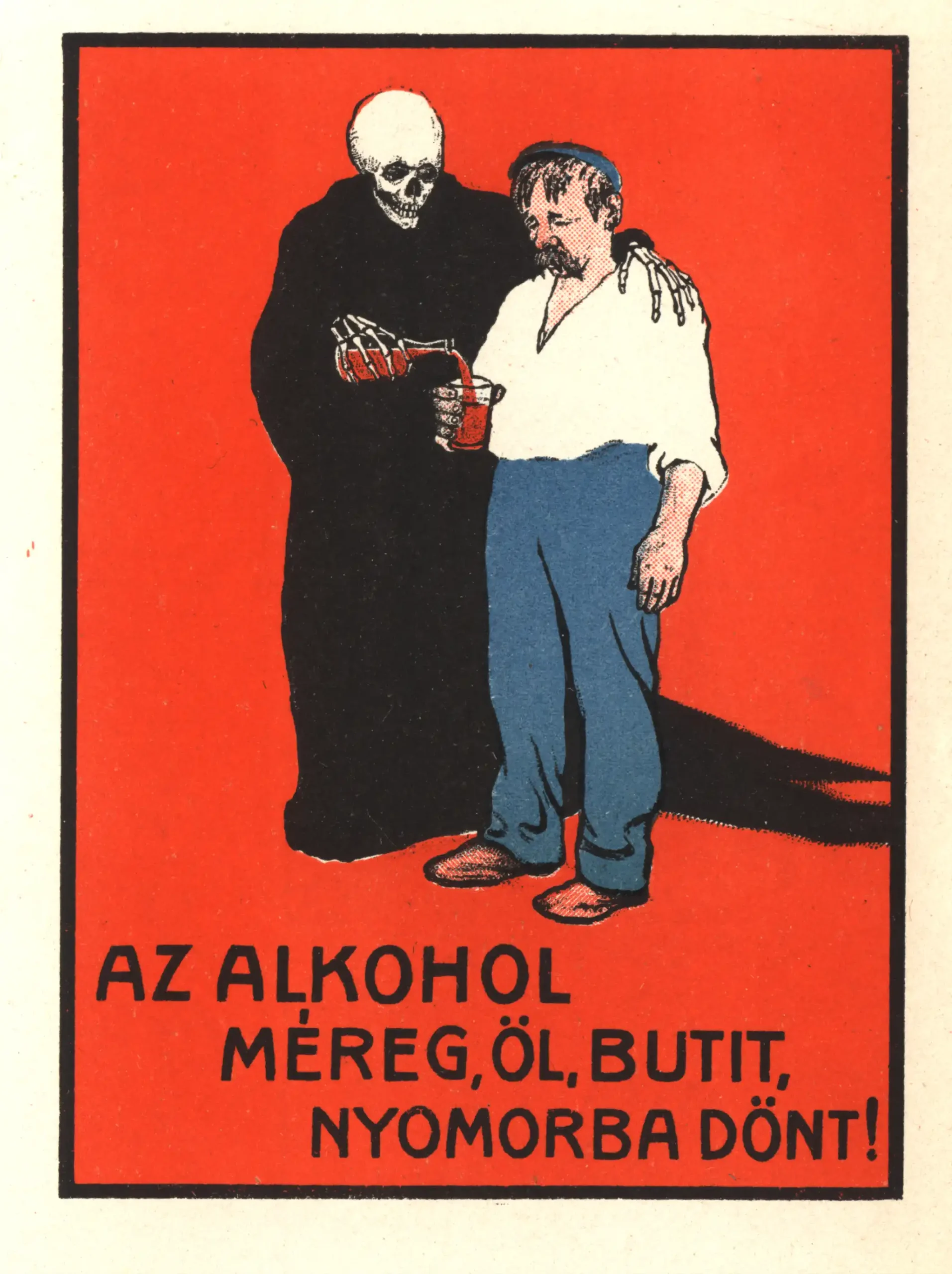 Hungarian Alcohol Warning Poster with Hungarian anti-alcohol warning poster with forceful text, MerchFuse vintage advertising wall