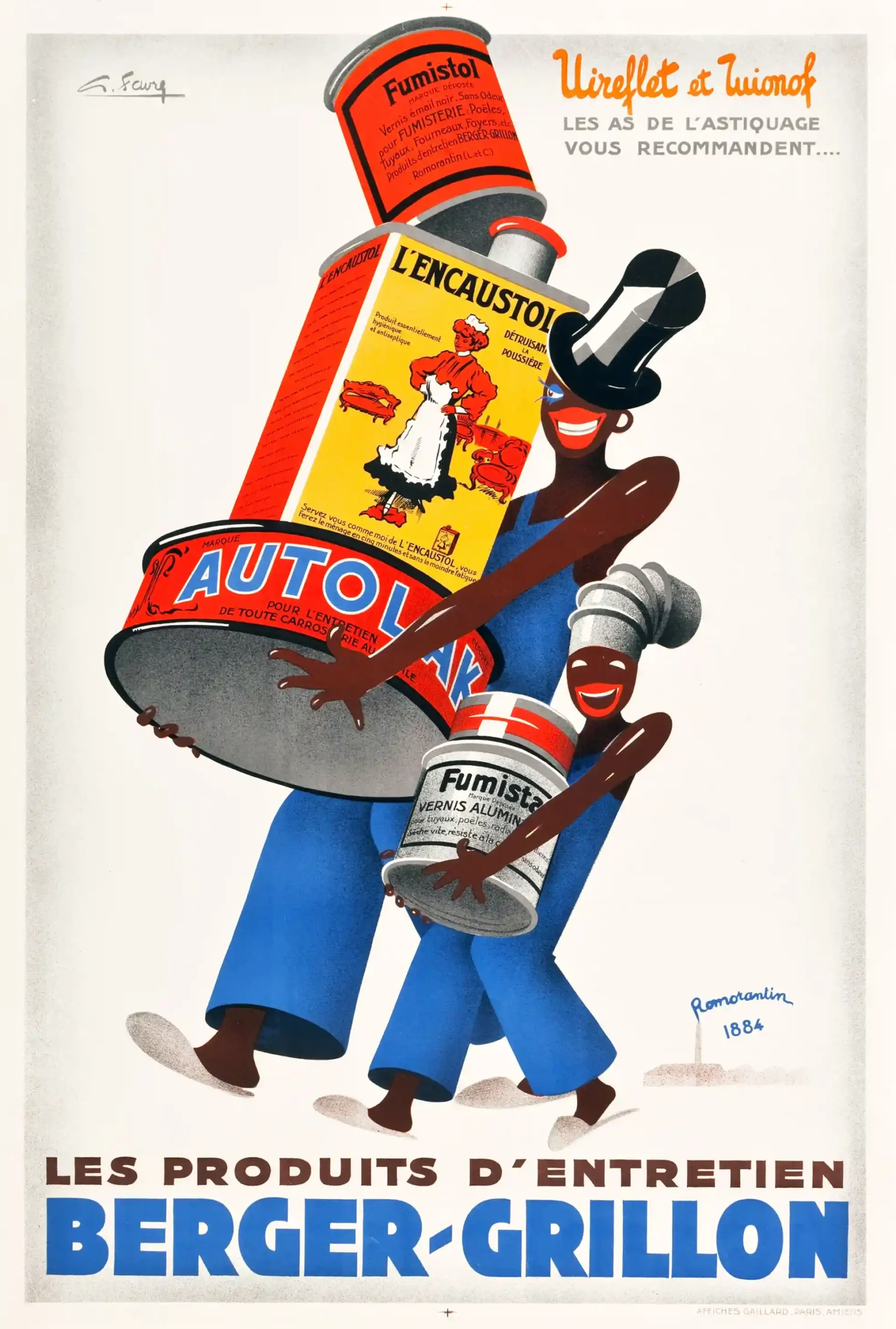 Berger Grillon Poster with Berger Grillon advertising from about 1930 with French, MerchFuse vintage advertising wall art