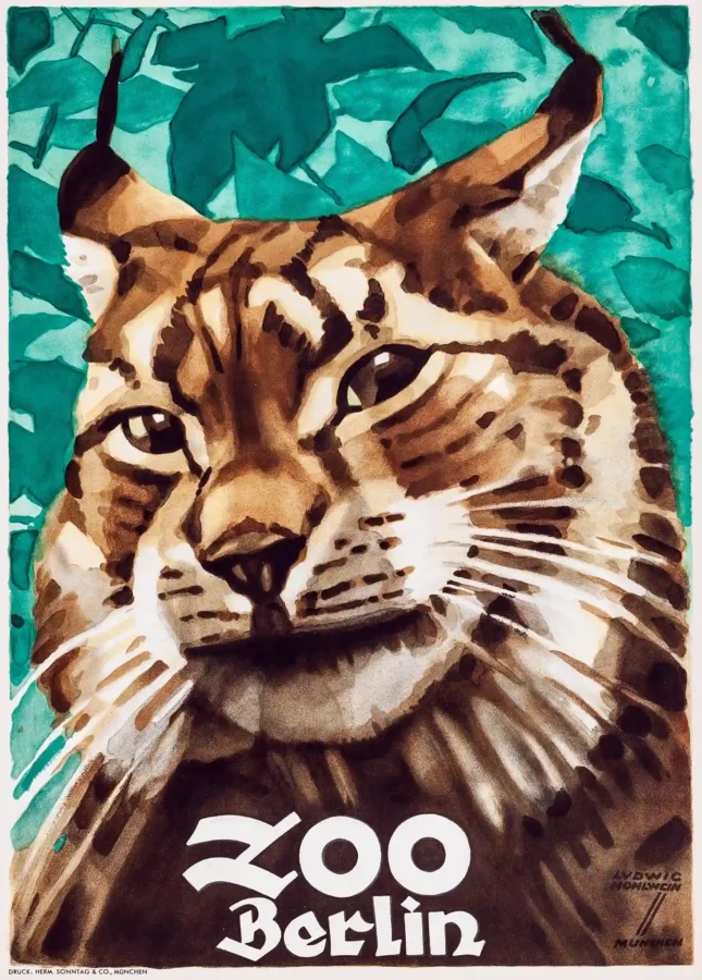 Berlin Zoo Poster with Berlin Zoo advertising from the 1930s with zoo theme and, MerchFuse vintage advertising wall art