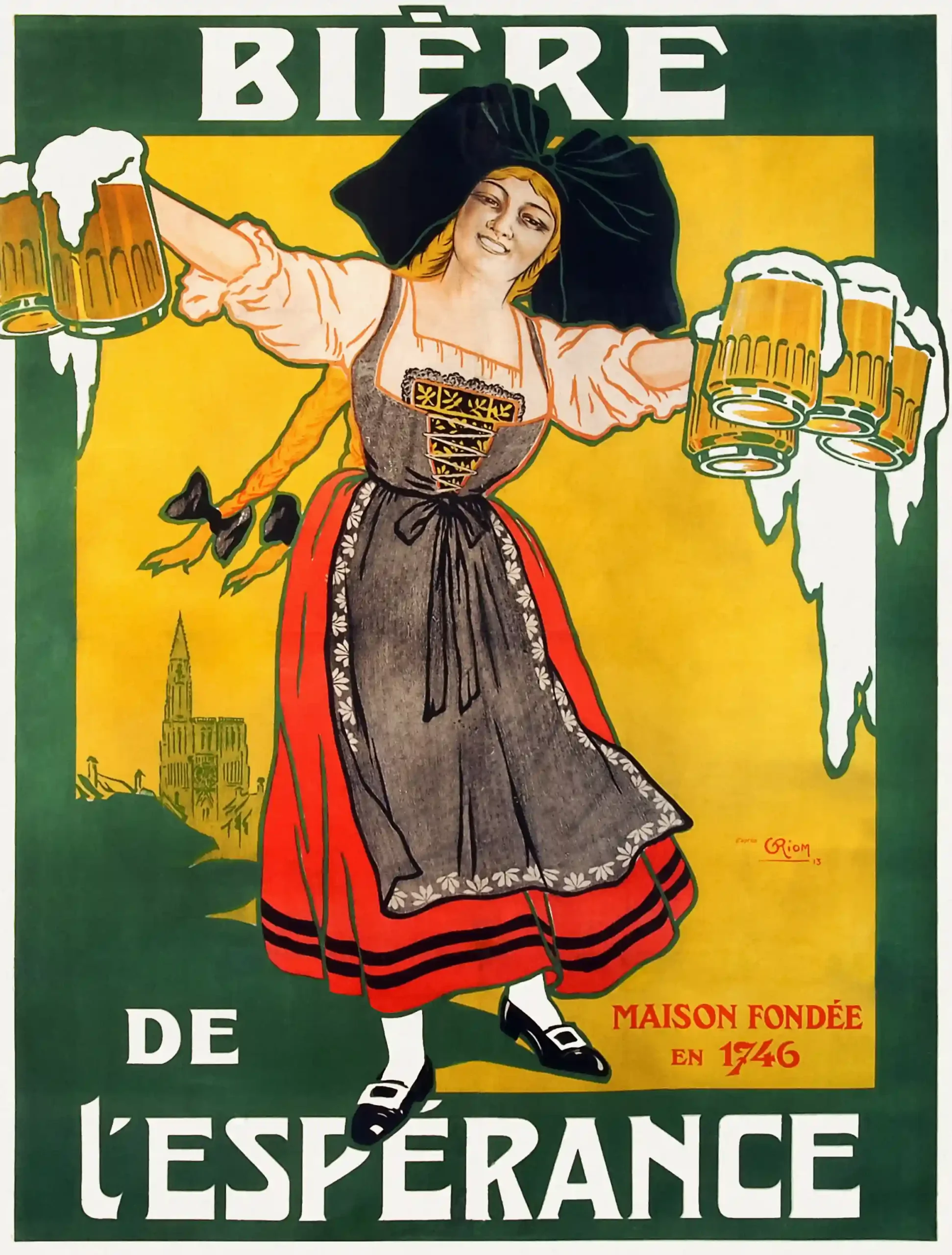 Beer of Hope Poster with Bière de l'Espérance Beer of Hope advertising title artwork, MerchFuse vintage advertising wall art