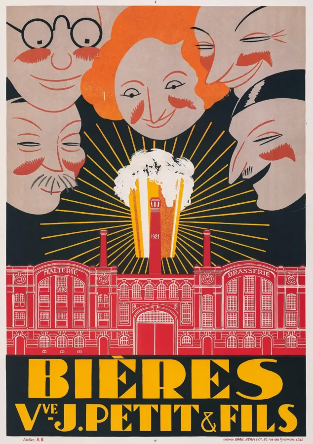 Bieres Petit Fils Poster with Bières Vve J. Petit Fils beer advertising from 1921, MerchFuse vintage advertising wall art