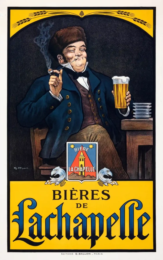 Bieres de Lachapelle Poster with Bières de Lachapelle advertising from the 1920s, MerchFuse vintage advertising wall art