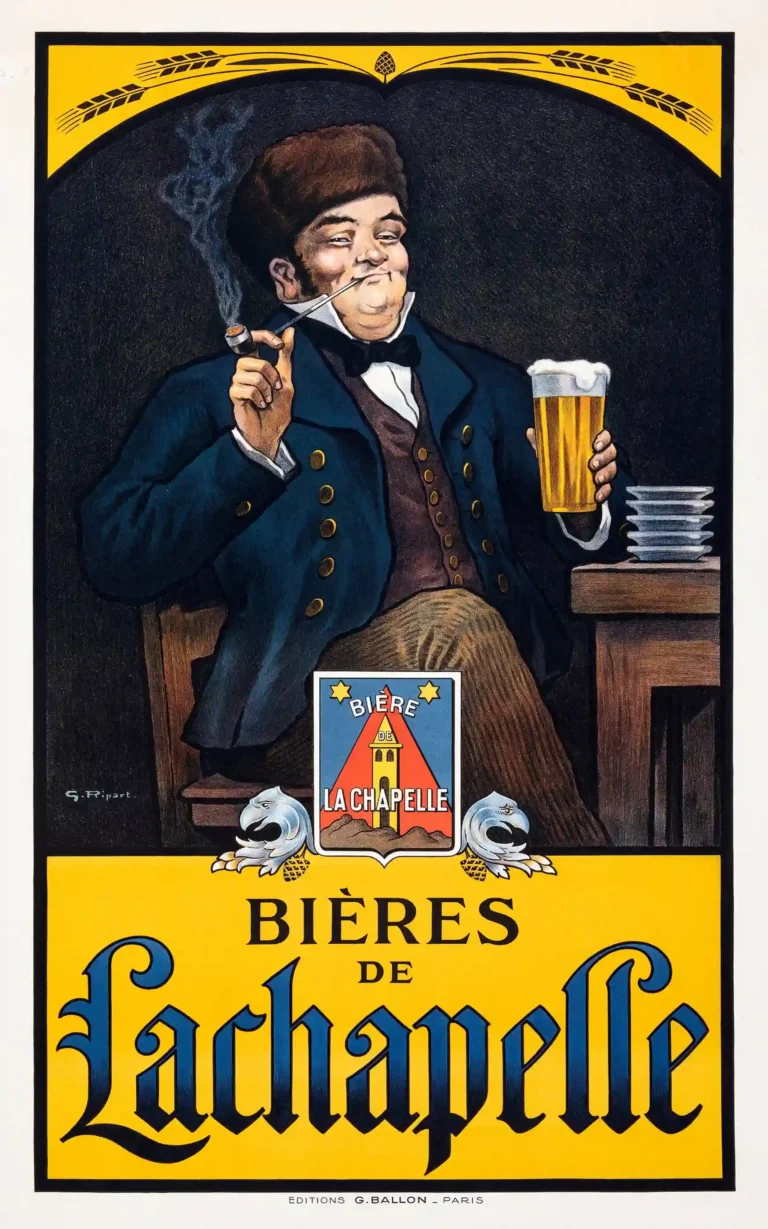 Bieres de Lachapelle Poster with Bières de Lachapelle advertising from the 1920s, MerchFuse vintage advertising wall art