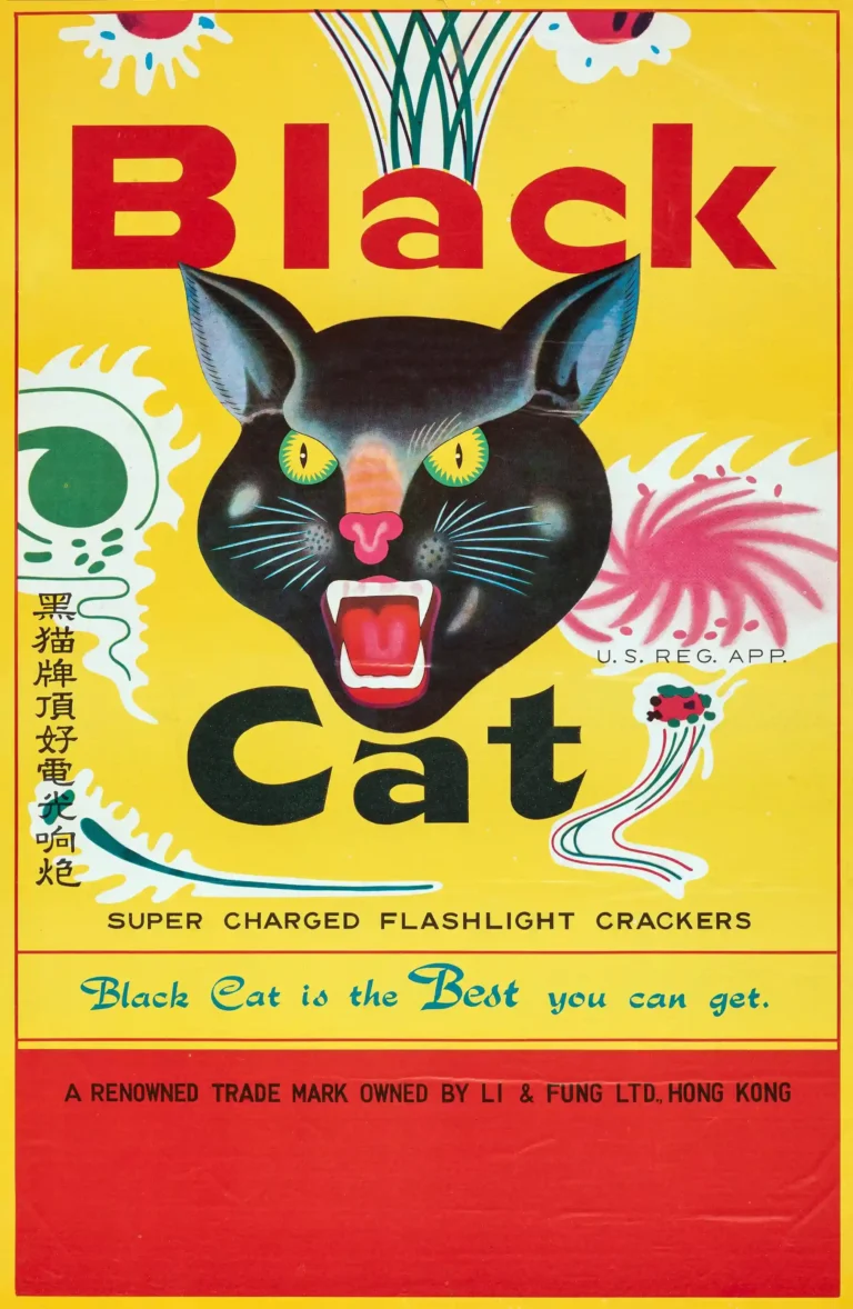 Black Cat Li Fung Poster with Black Cat Li Fung Ltd advertising from the 1970s with, MerchFuse vintage advertising wall art