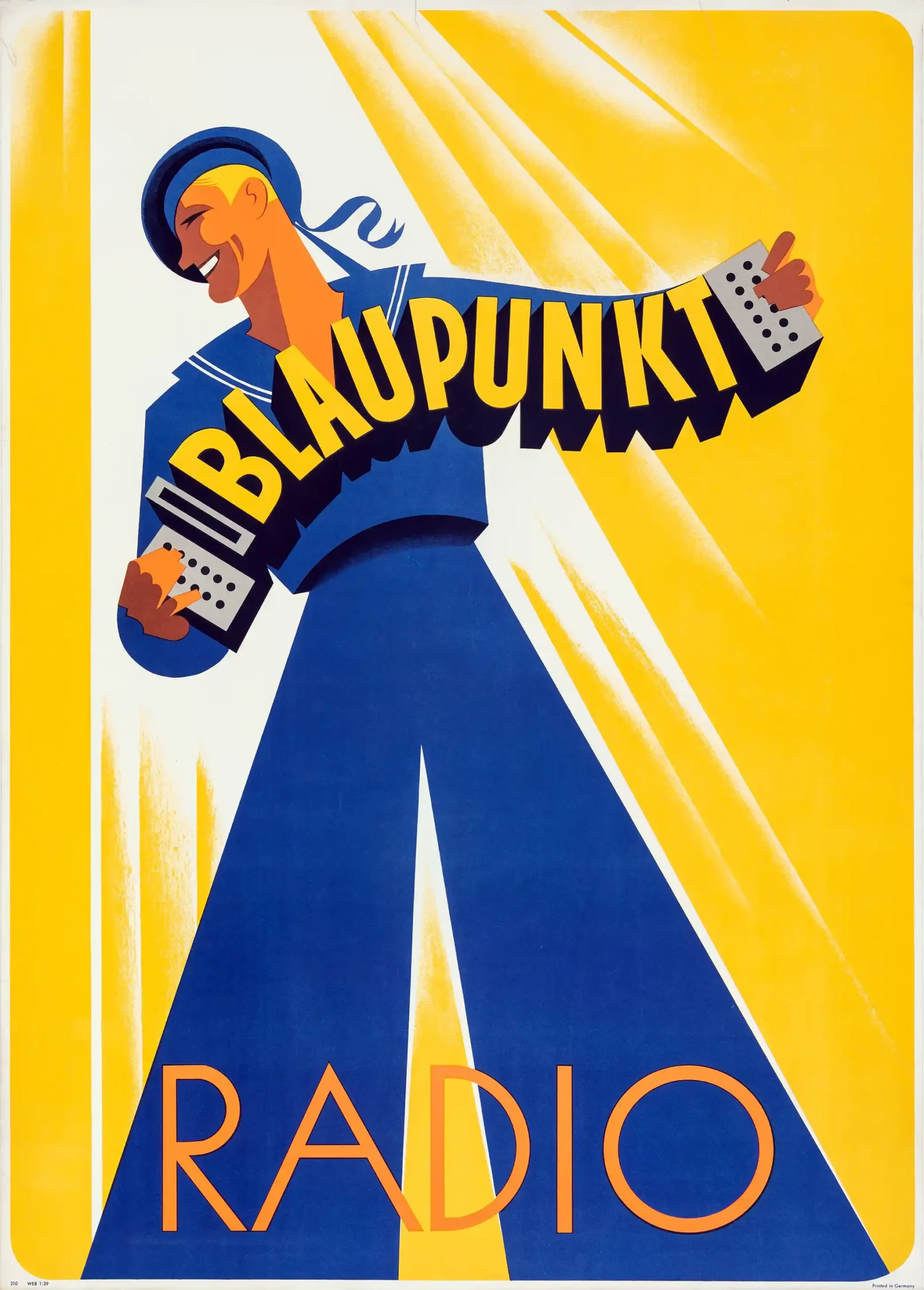 Blaupunkt Radio Poster with Blaupunkt radio advertising from the 1930s with period, MerchFuse vintage advertising wall art