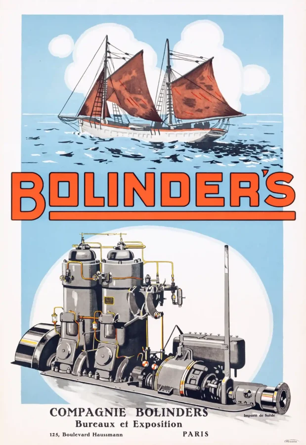 Bolinders Industrial Poster with Bolinders advertising from the 1930s with industrial brand, MerchFuse vintage advertising