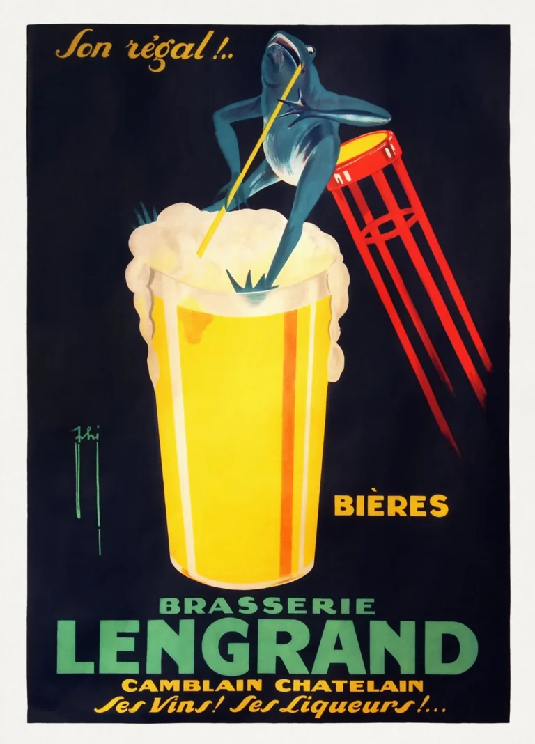 Brasserie Lengrand Poster with Brasserie Lengrand Camblain Chatelain beer advertising, MerchFuse vintage advertising wall art