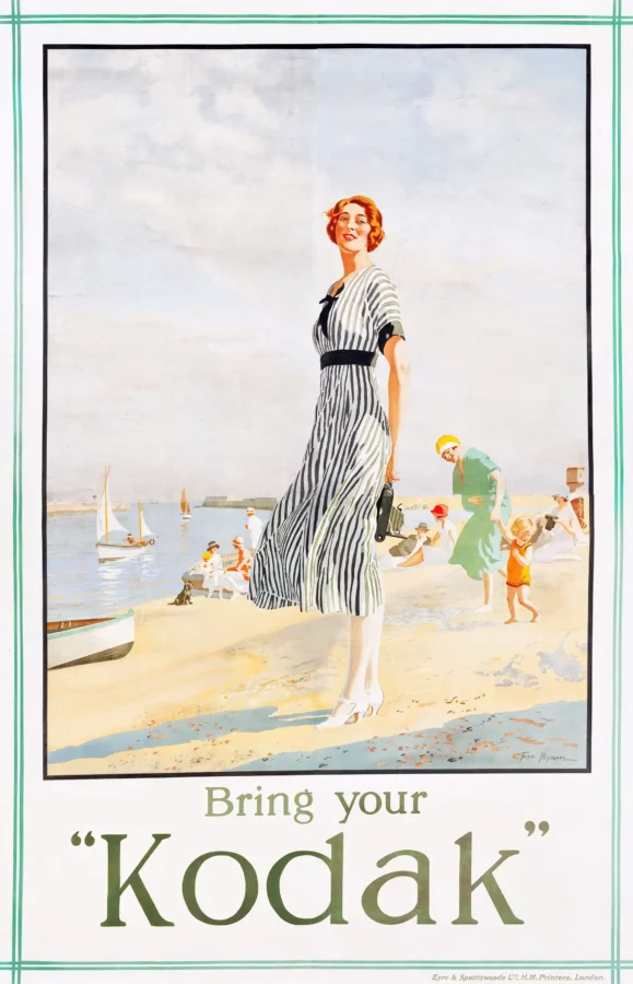 Bring Your Kodak Poster with Fred Pegram camera advertising artwork encouraging, MerchFuse vintage advertising wall art