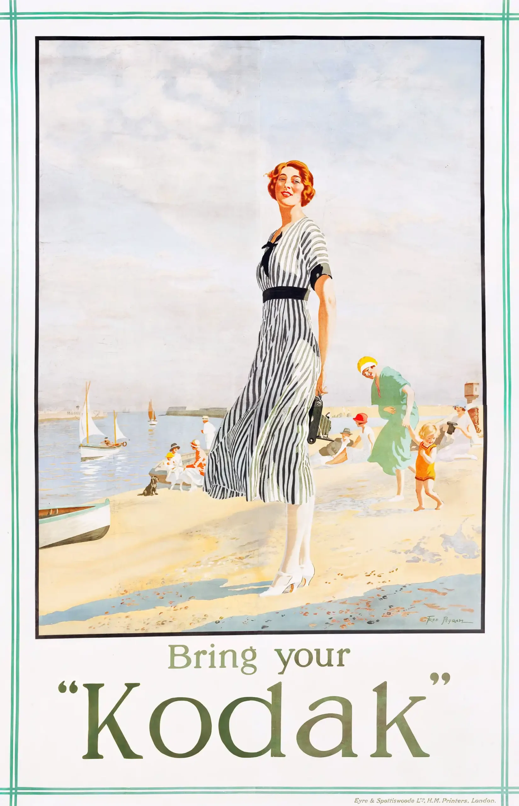Bring Your Kodak Poster with Fred Pegram camera advertising artwork encouraging, MerchFuse vintage advertising wall art
