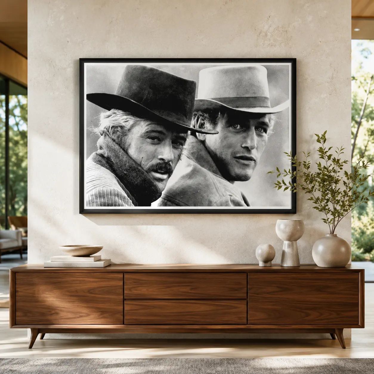 Butch Cassidy Sundance Kid — paul Newman and Robert Redford appear together in a cropped western