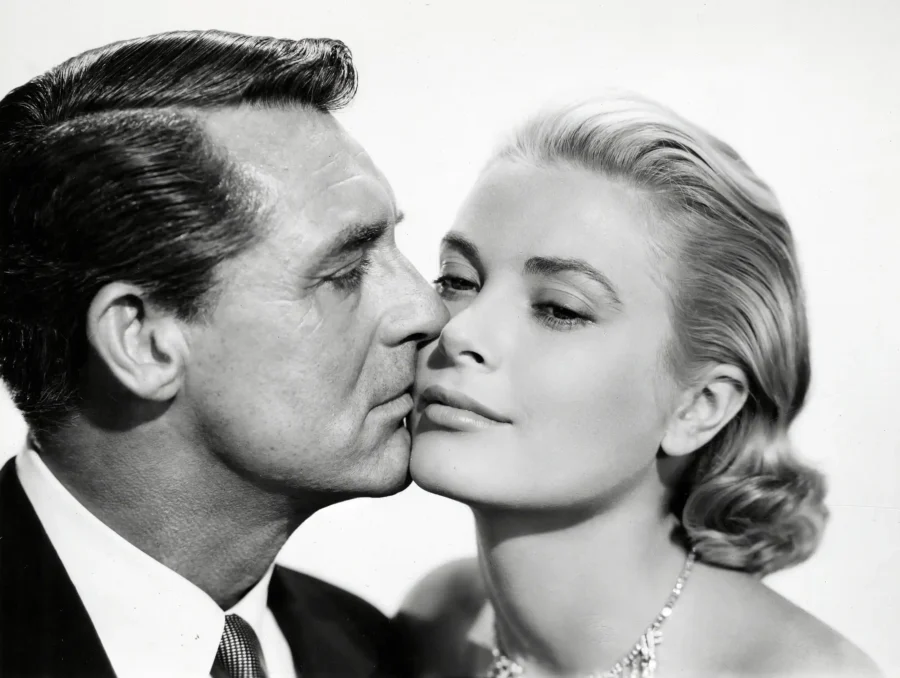Grace Kelly movie poster with Cary Grant in a close black-and-white To Catch a Thief portrait at MerchFuse