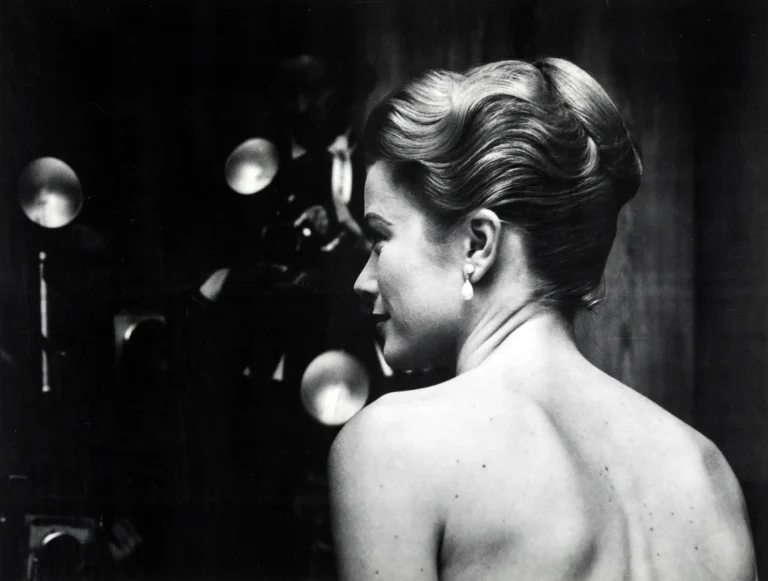 Leigh Wiener Kelly poster showing a December 1955 back-view portrait with sculpted hair.