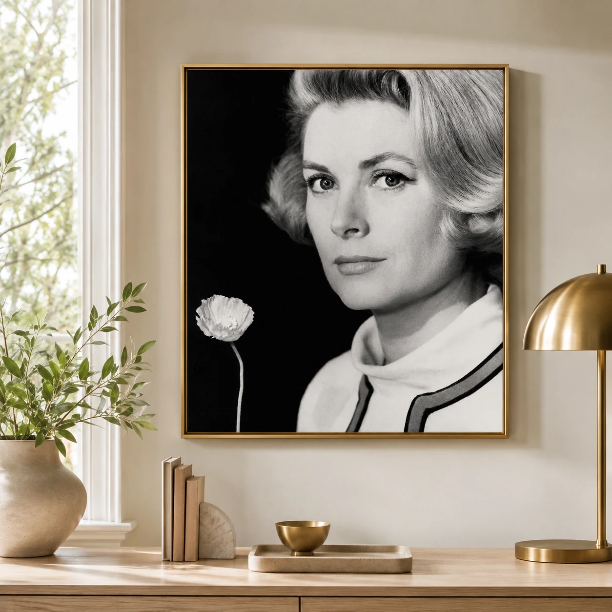Grace Kelly — grace Kelly wall art with a close floral portrait crop, softer styling
