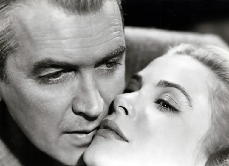 James Stewart Kelly poster showing an extreme close black-and-white crop from Rear Window.