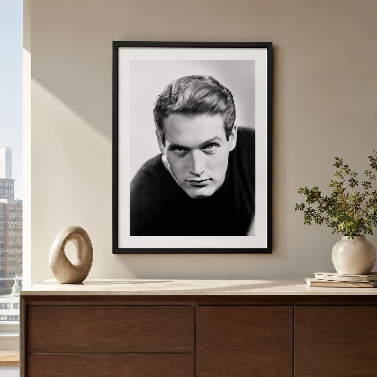 Paul Newman 1950s Close-up — tight 1950s close-up shows Paul Newman with an intense expression and