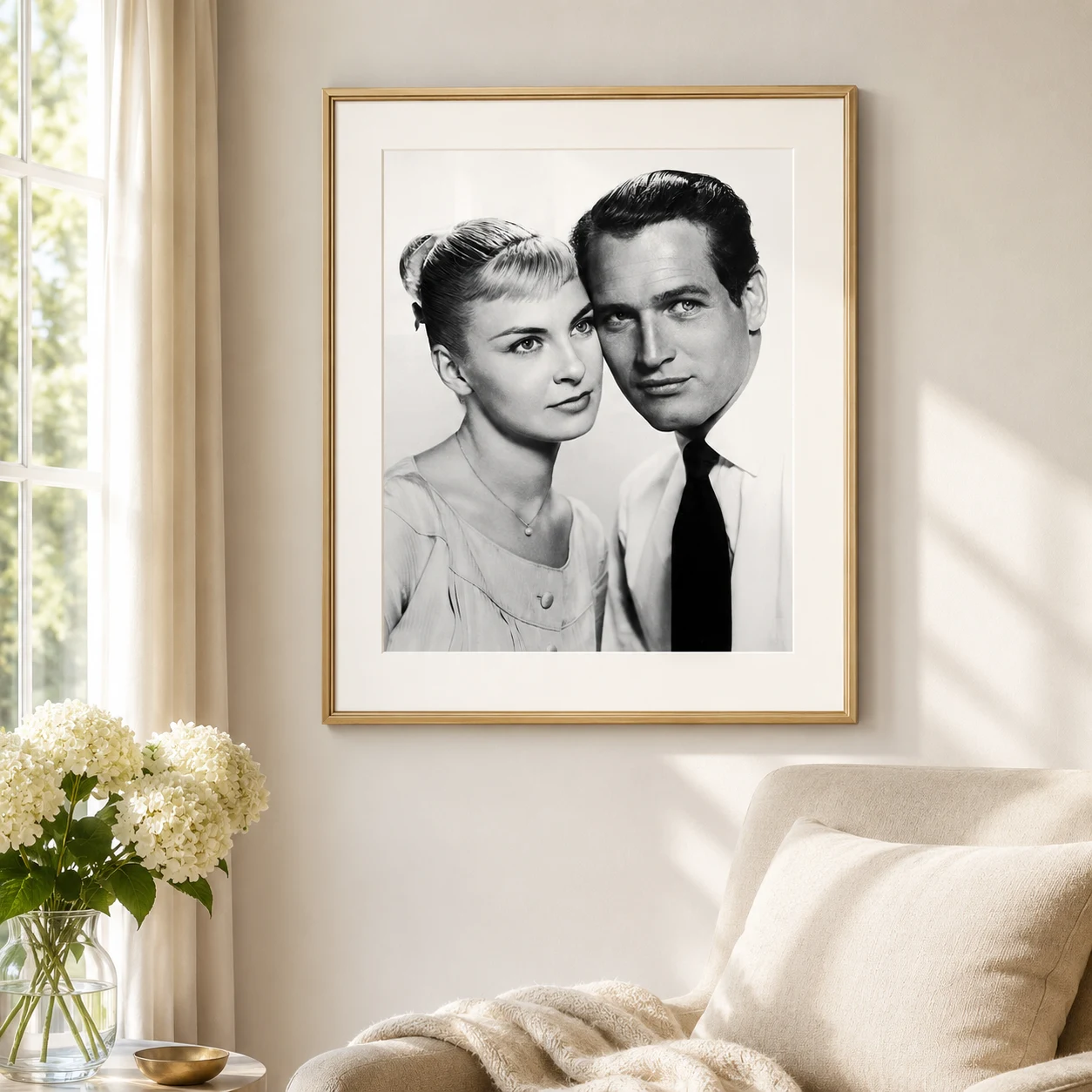 Paul Newman Joanne Woodward — close 1958 studio portrait shows Paul Newman and Joanne Woodward